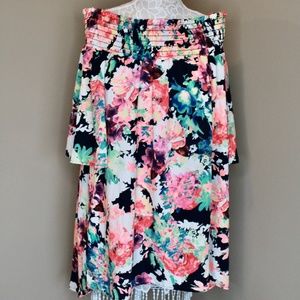 Off-Shoulder Floral Tunic